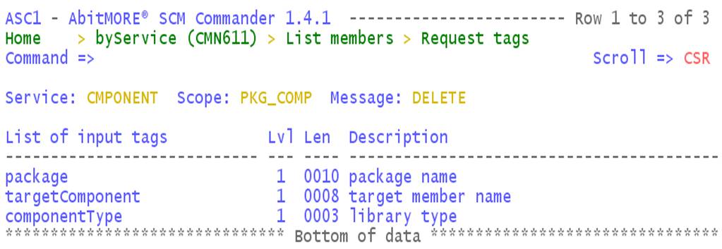 Launch a basket - Check required input tags for CMPONENT/PKG_COMP/DELETE
