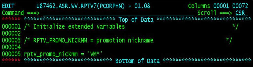 Orphan component promotion history - report variables